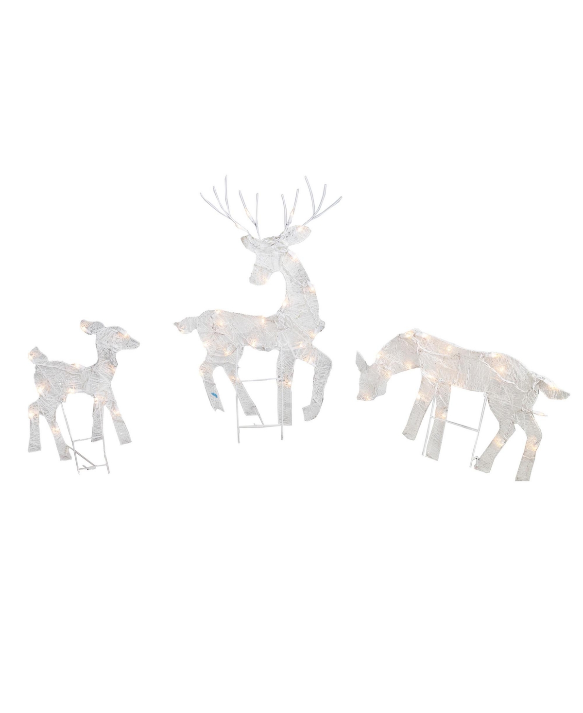 Good Tidings Christmas Decoration, White Reindeer Family, 3 Piece - White