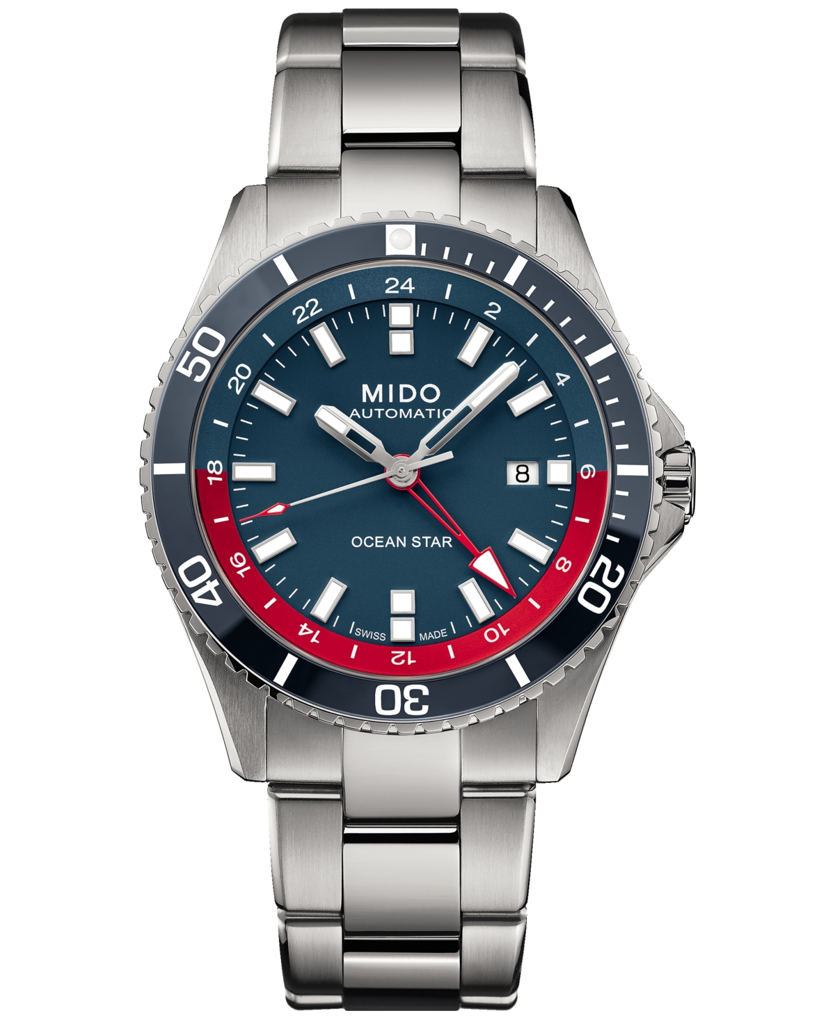 Mido Men's Swiss Automatic Ocean Star Gmt Stainless Steel Bracelet Watch 44mm