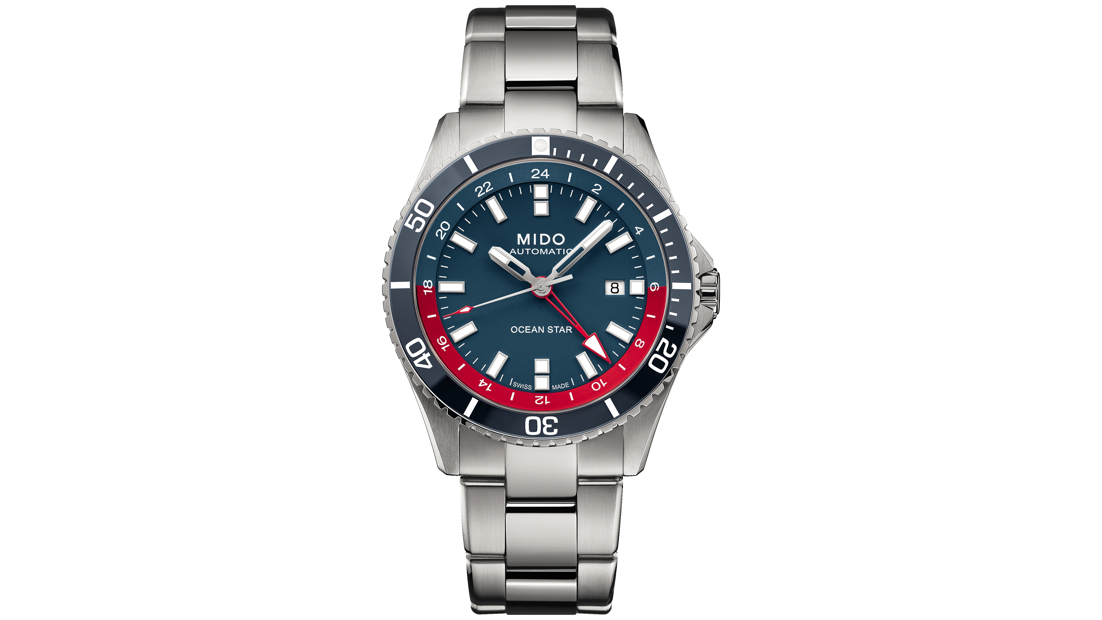 Mido Men's Swiss Automatic Ocean Star Gmt Stainless Steel Bracelet Watch 44mm