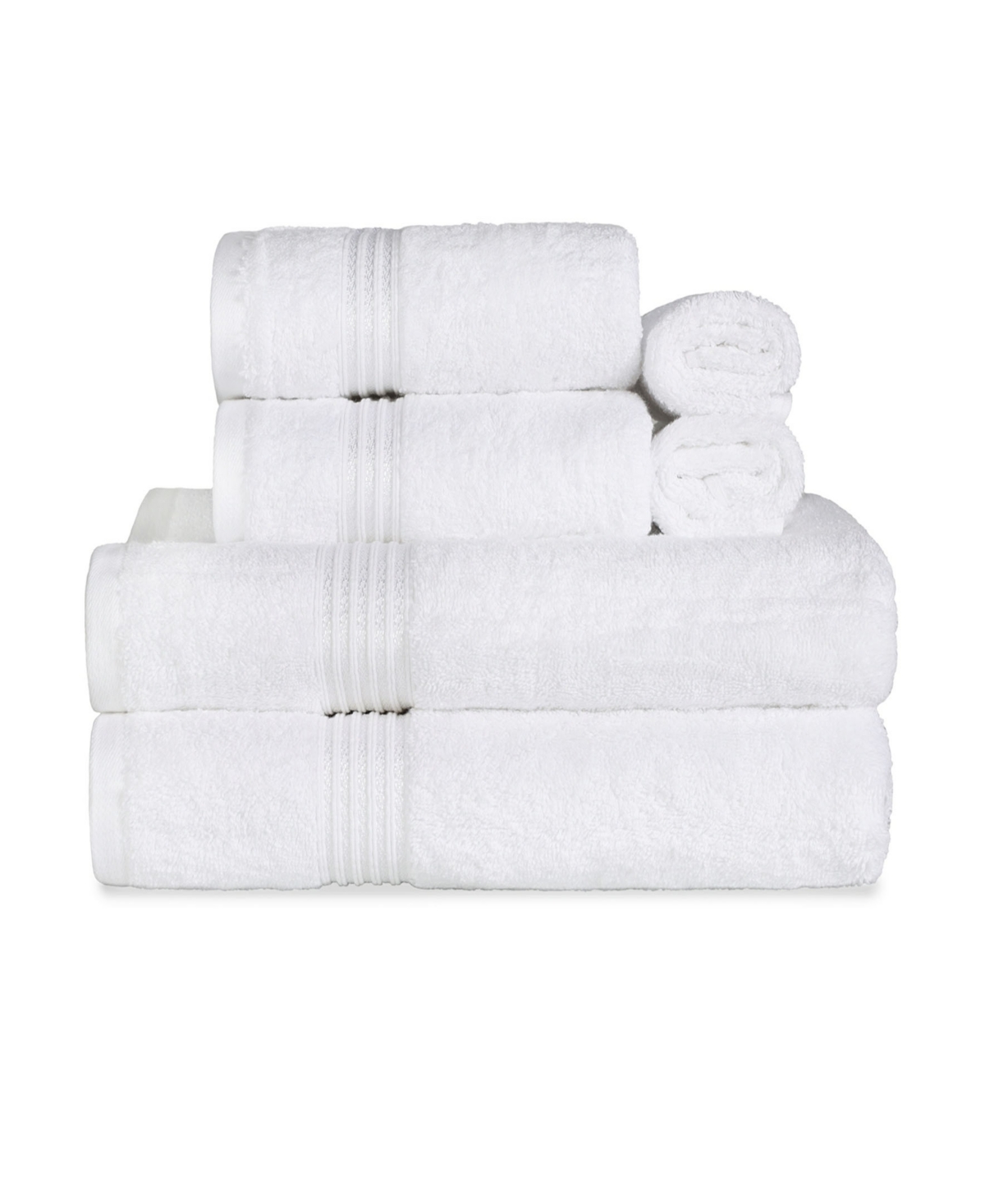 Superior Solid Quick Drying Absorbent 6 Piece Egyptian Cotton Assorted Towel Set Bedding In White