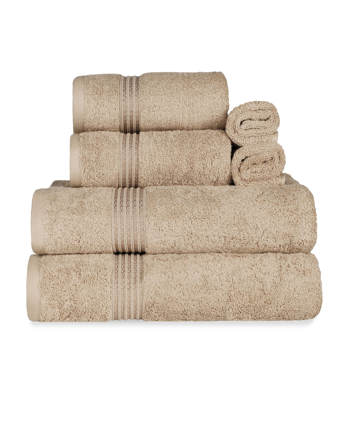 Superior Solid Quick Drying Absorbent 6 Piece Egyptian Cotton Assorted Towel Set Bedding In Taupe