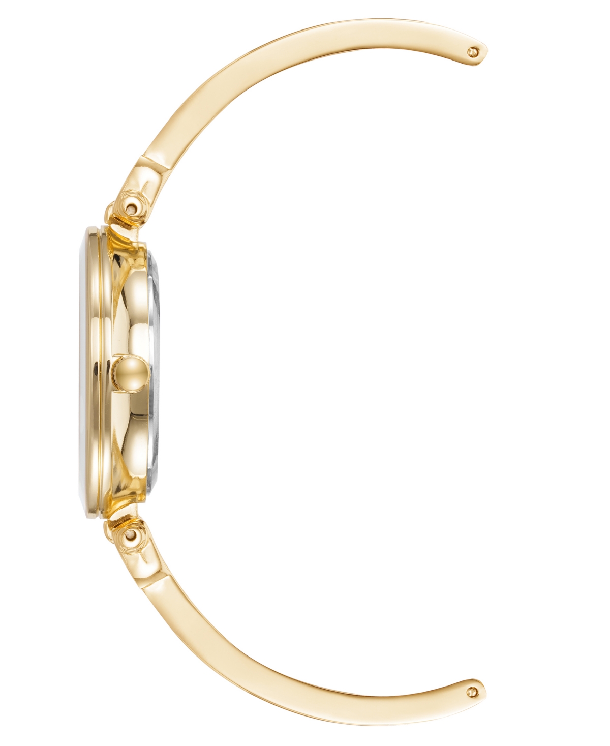 Anne Klein Women's Gold-tone Alloy Bangle With White Enamel And Crystal Accents Fashion Watch 33mm Set 3 Pieces In Gold-tone,white
