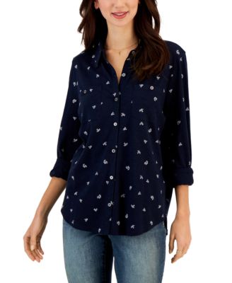 Style & Co - Women's Solid-Color Button-Up Knit Shirt