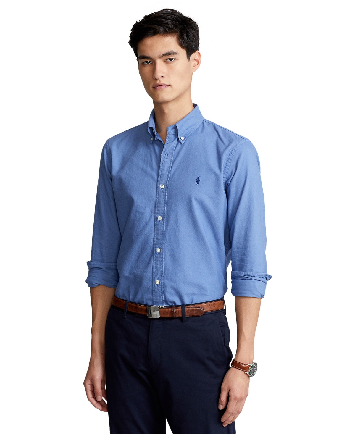Polo Ralph Lauren Men's Garment-dyed Oxford Shirt In Bastille Blue ...