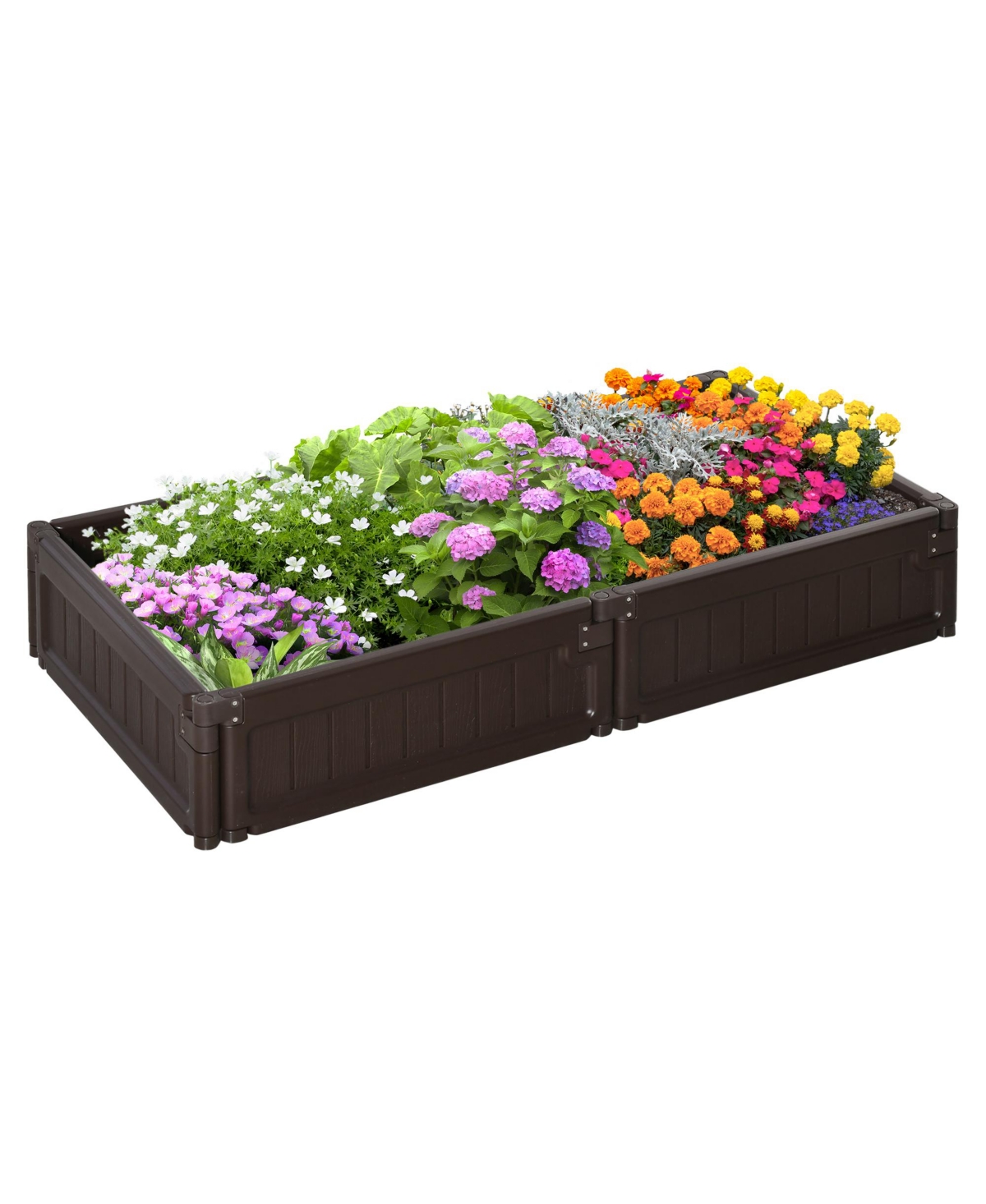 4' x 2' Raised Garden Bed, Plastic Open Planter Box, Brown - Brown