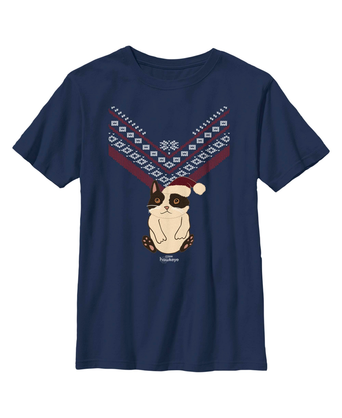 Boy's Marvel Hawkeye Christmas Cateye Child T-Shirt - Navy Blue