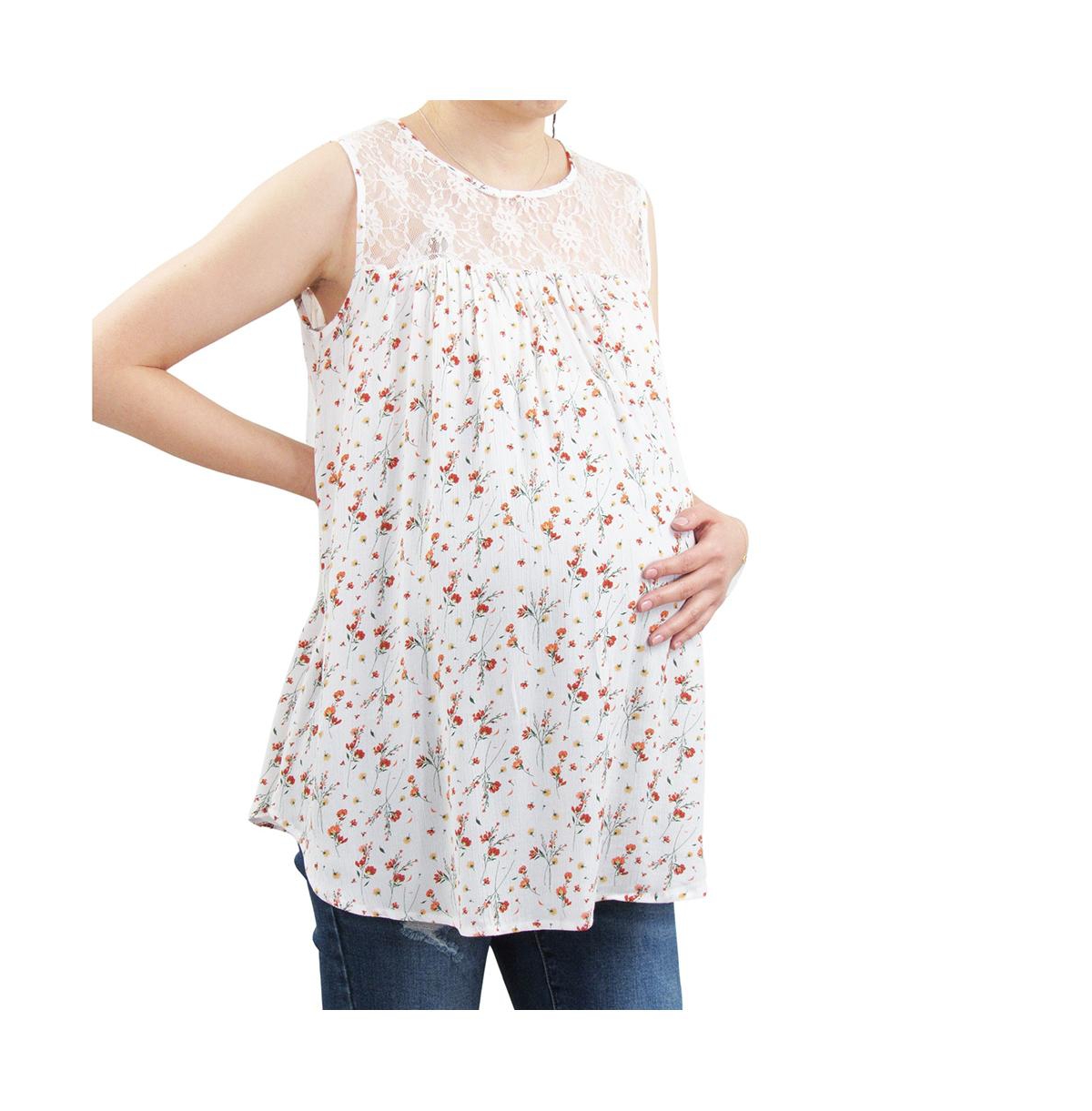 Ditsy Floral Sleeveless Maternity Top - White