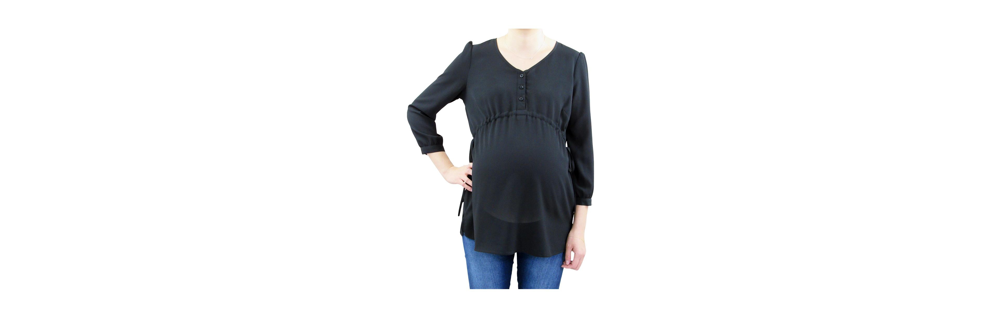 Indigo Poppy Maternity 3/4 Sleeve Button Front Babydoll Top