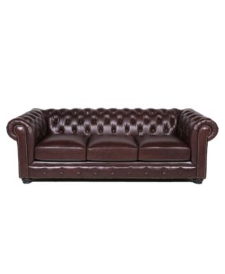 Alexandon Leather Chesterfield Tufted Sofa with Roll Arm
