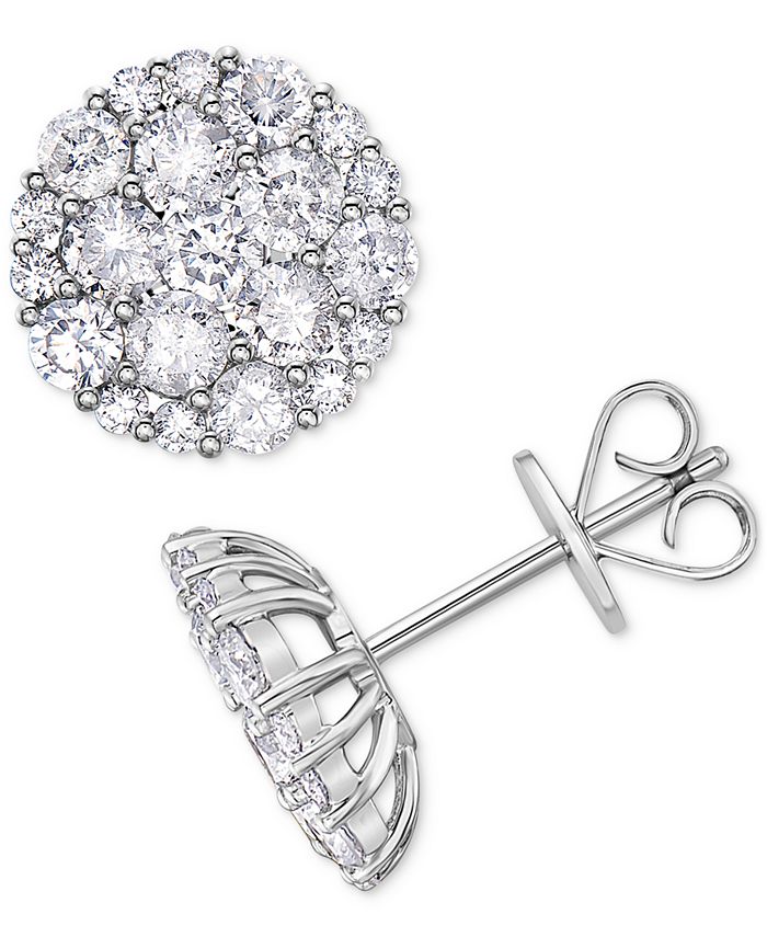 Macy s Diamond Cluster Stud Earrings 2 ct. t.w. in 14k White