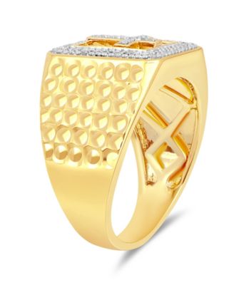 Men's Diamond Cross Ring (1/10 ct. t.w.) in 18k Gold-Plated Sterling Silver