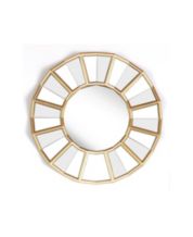 Gold Wall Mirror with Wood Framed Round Shape Mirror 30inch Dia - Alfa  Design