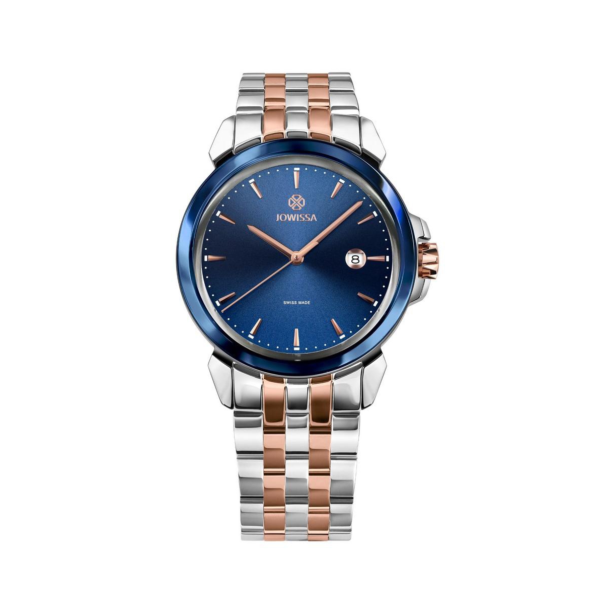 LeWy 3 Swiss Men's 42mm Watch - Blue & Rose Gold Dial - Blue