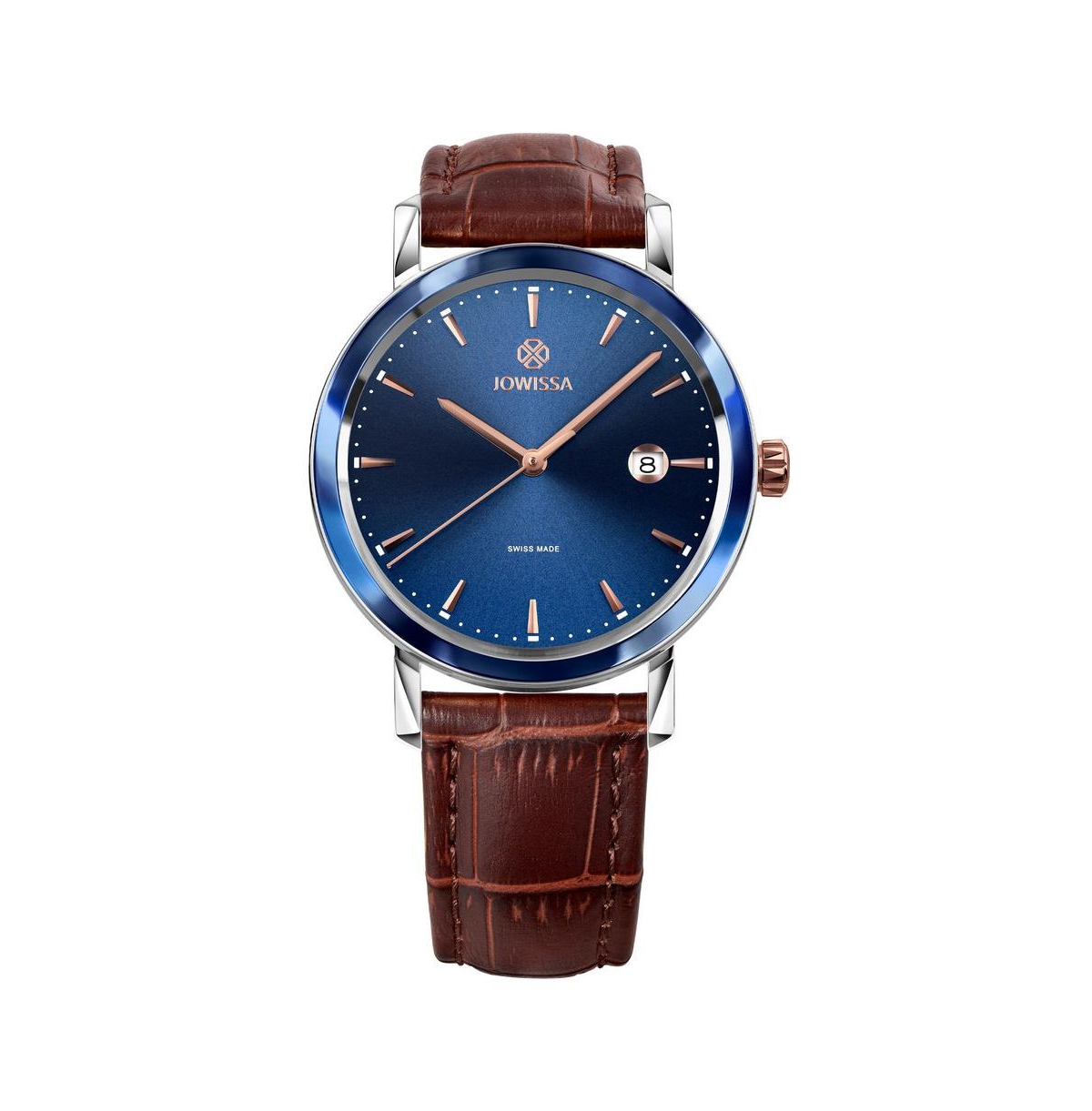 Magno Swiss Men's 40mm Watch - Blue & Rose Gold Dial - Blue