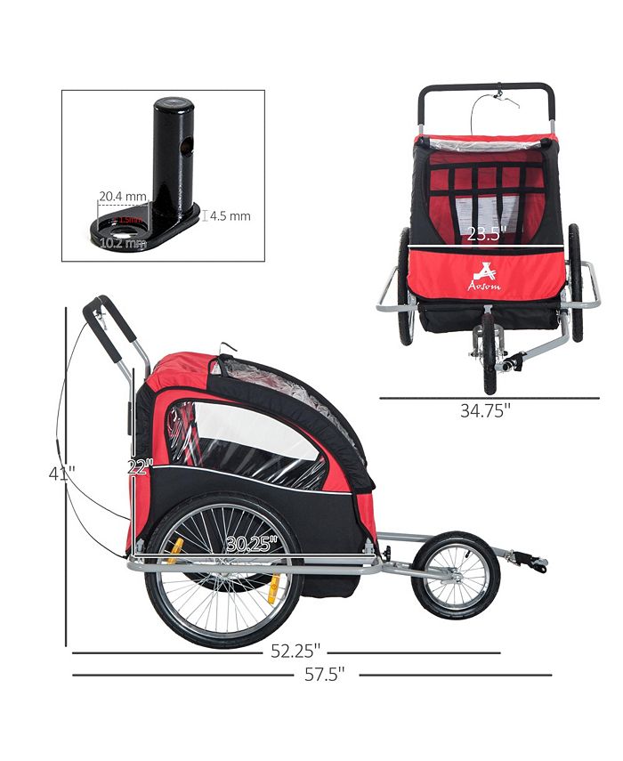 Aosom Elite Double Baby Bike Trailer Child Bicycle Kids 3 colors Macy's