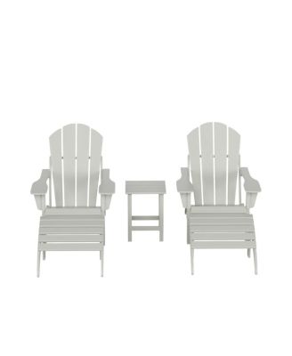 5 Piece Outdoor Adirondack Folding Chair with Ottoman Side Table Set