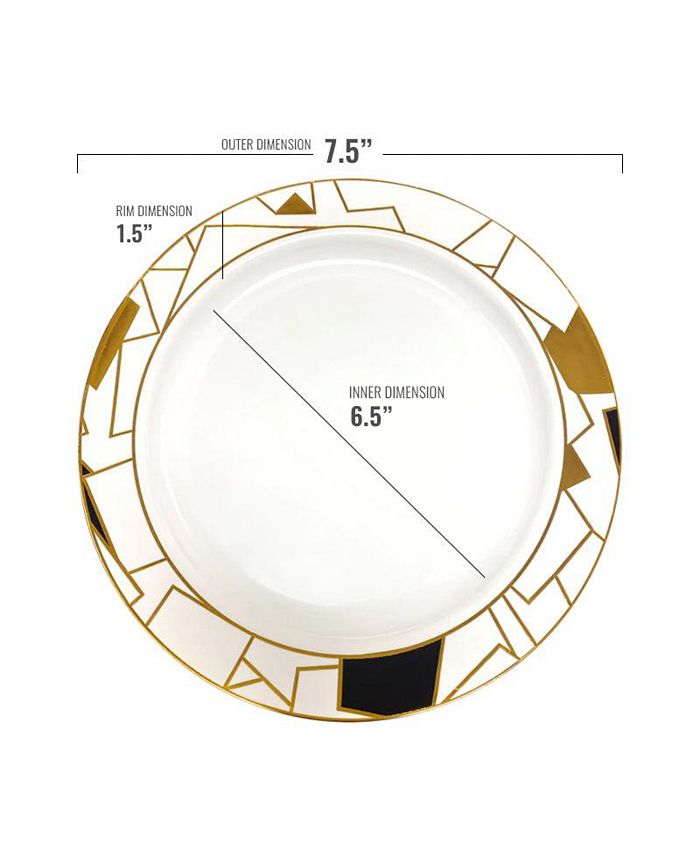 Smarty Had A Party 7.5" White with Black and Gold Abstract Squares