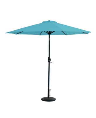 9 Ft Outdoor Patio Market Umbrella with Decorative Round Resin Base
