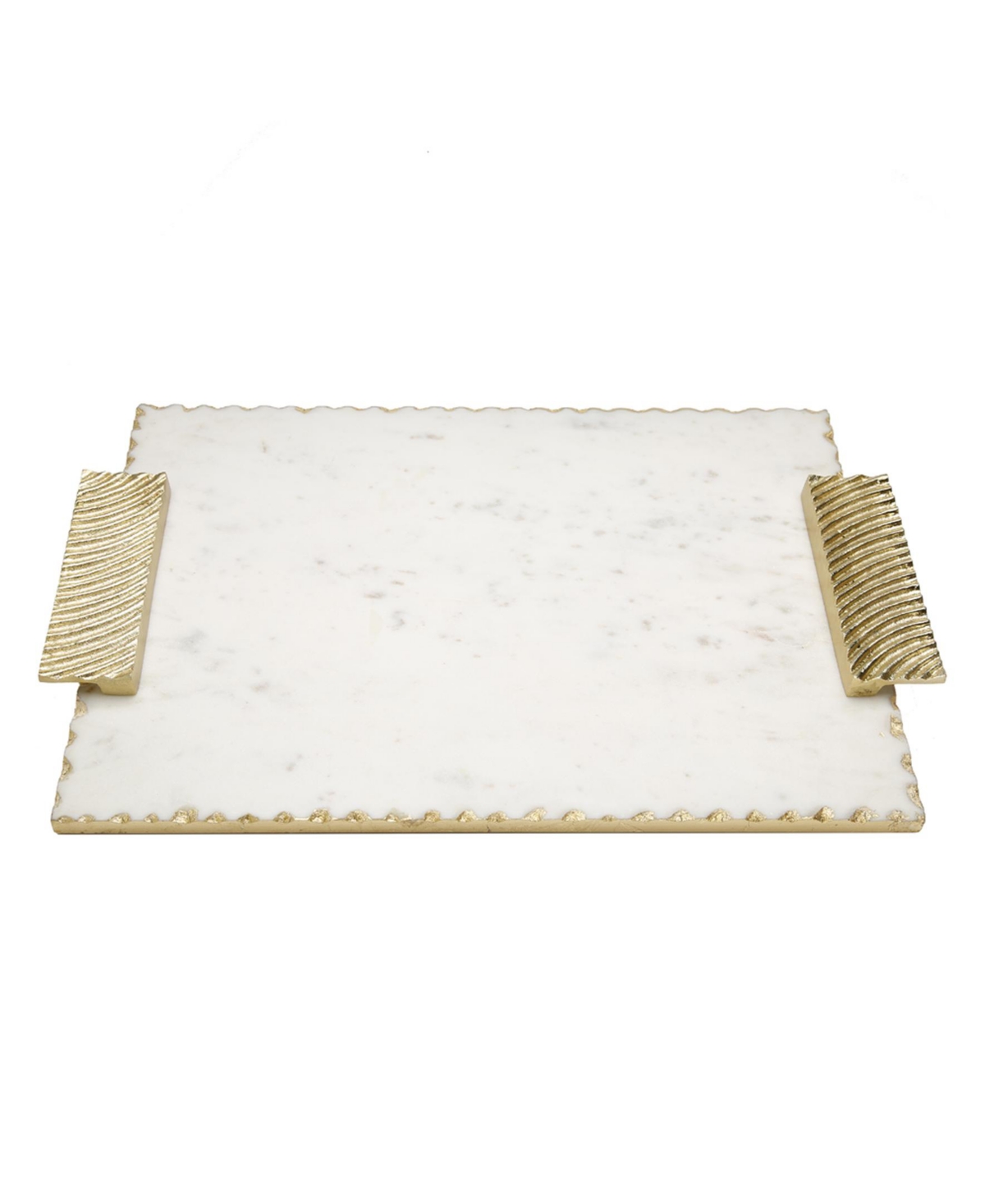 Classic Touch Marble Tray With Decorative Handles In Gold