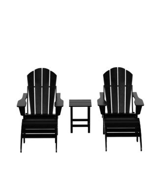 5 Piece Outdoor Adirondack Folding Chair with Ottoman Side Table Set