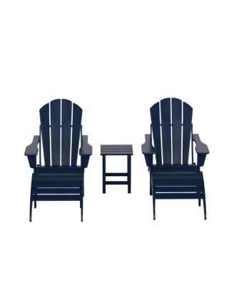 5 Piece Outdoor Adirondack Folding Chair with Ottoman Side Table Set