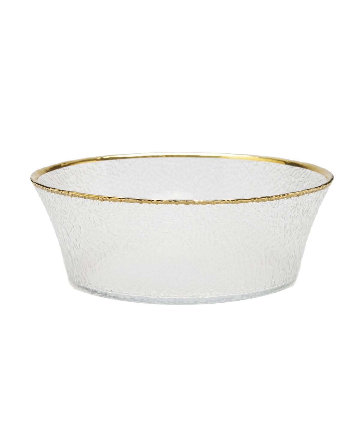 Pebbled Glass Bowl Raised Rim with Border - Gold