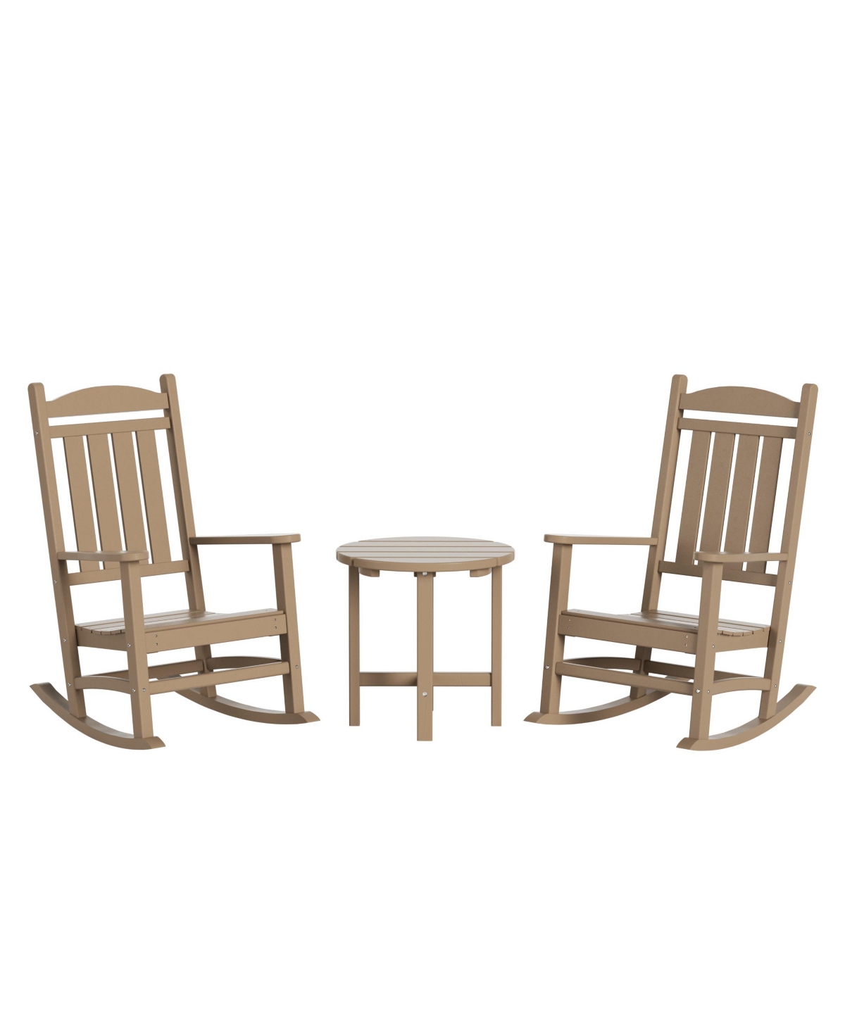 WestinTrends 3 Piece Outdoor Porch Rocking Chairs with Round Side Table Set