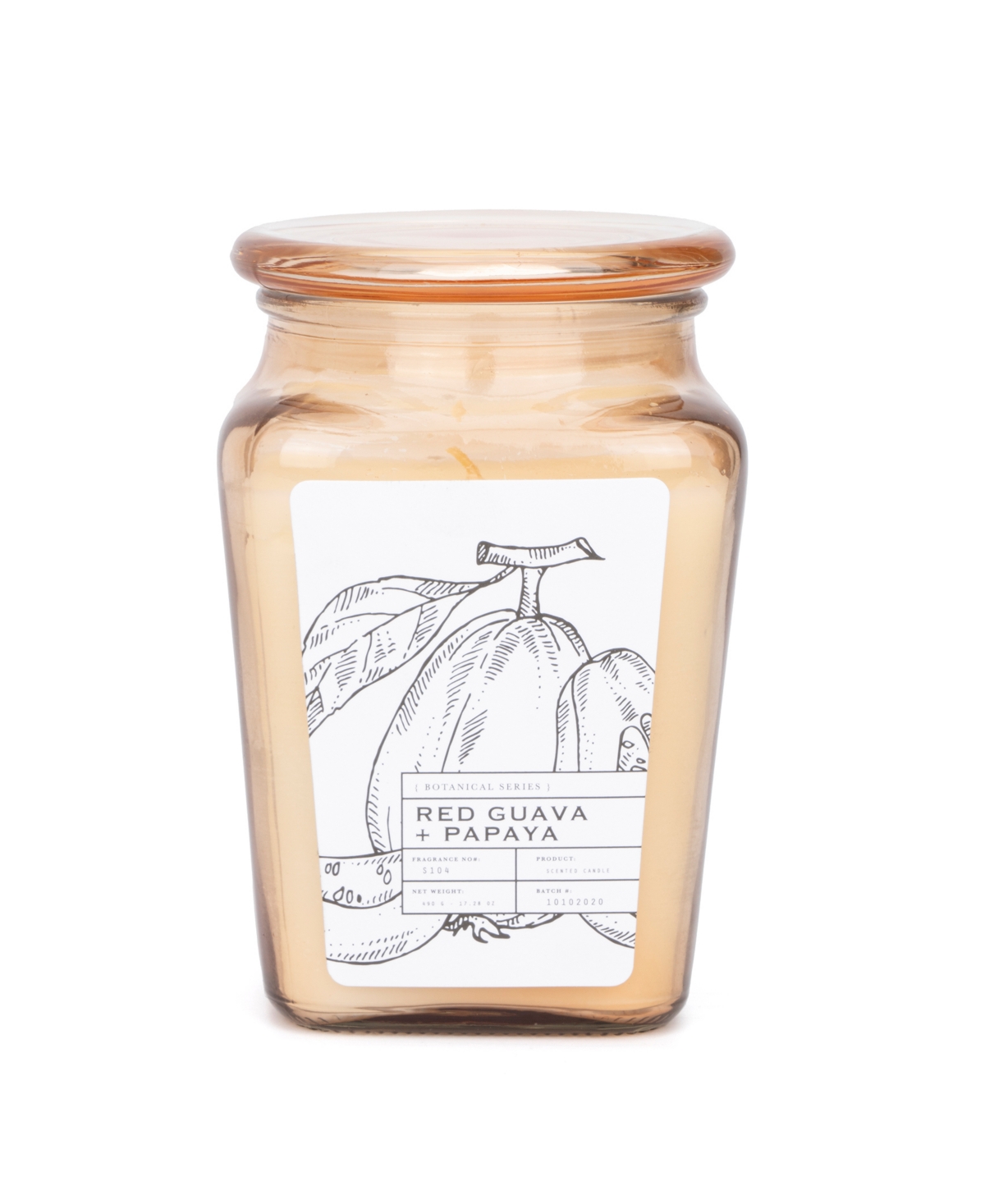 Hybrid & Company Long Lasting Highly Natural Soy Blend Red Guava-papaya Scented Jar Candle In Peach