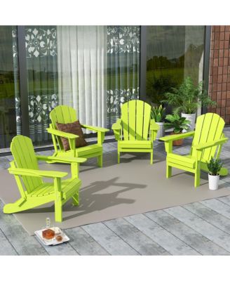All-Weather Contoured Outdoor Poly Folding Adirondack Chair (Set of 4)