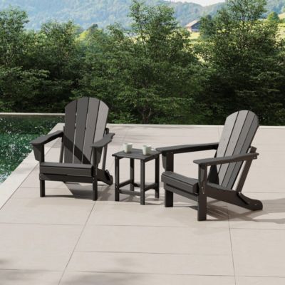 3 Piece Set Outdoor Folding Adirondack Chairs with Side Table