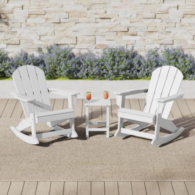 3 Piece set Outdoor Patio Poly Adirondack rocking chairs with side table