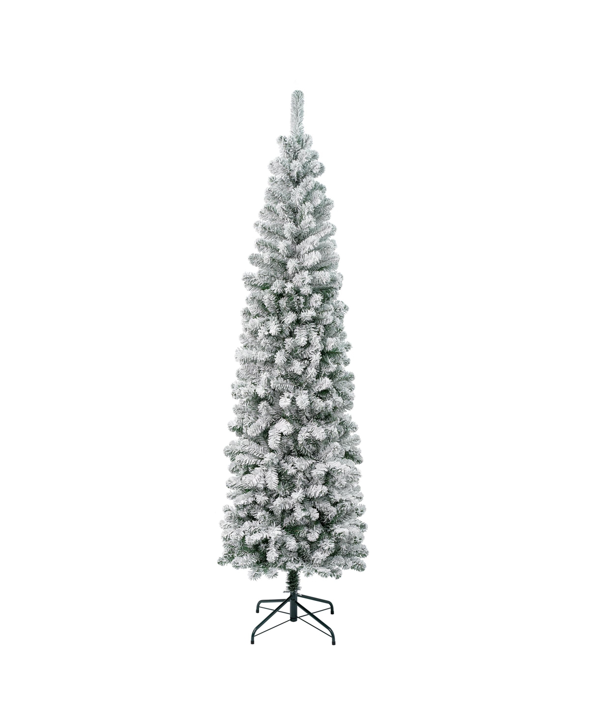 National Tree Company First Traditions 7.5' Acacia Pencil Slim Flocked Tree In Green