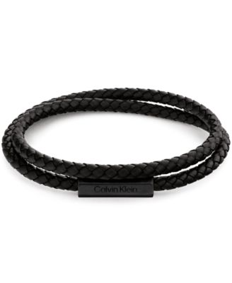 Calvin Klein Men s Double Wrapped Leather Bracelet Brown