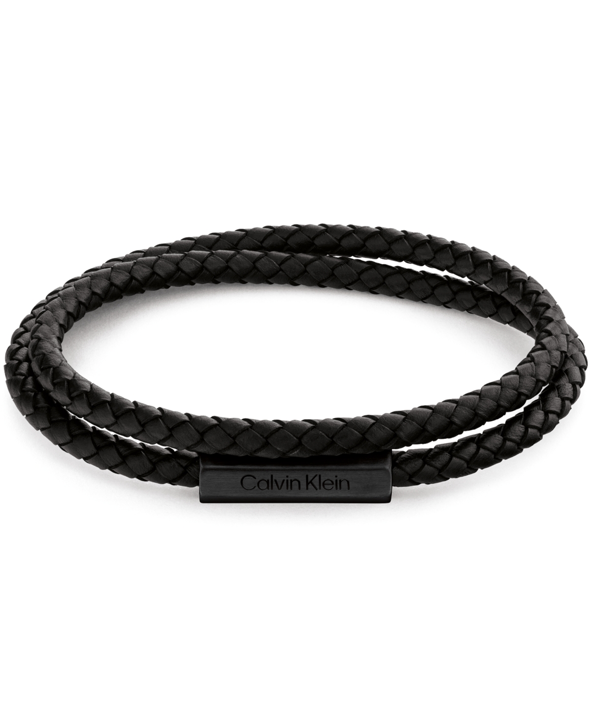 Calvin Klein Men's Double Wrapped Leather Bracelet In Black