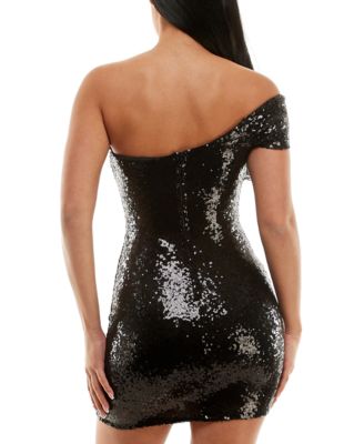 B Darlin Juniors' Sequined Off-The-Shoulder Bodycon Dress - Macy's