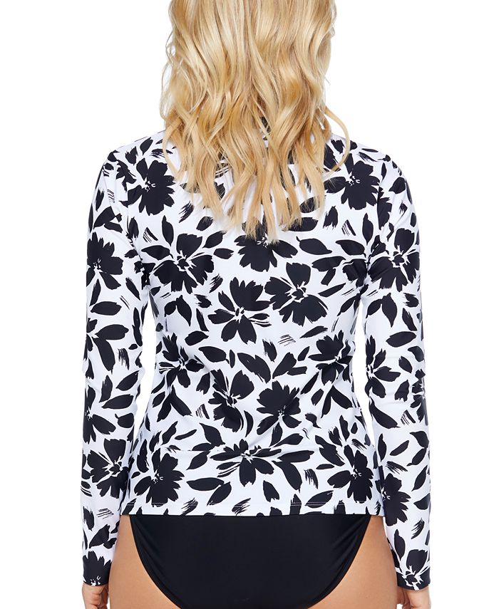 Island Escape Printed HalfZip LongSleeve Rash Guard, Created for Macy
