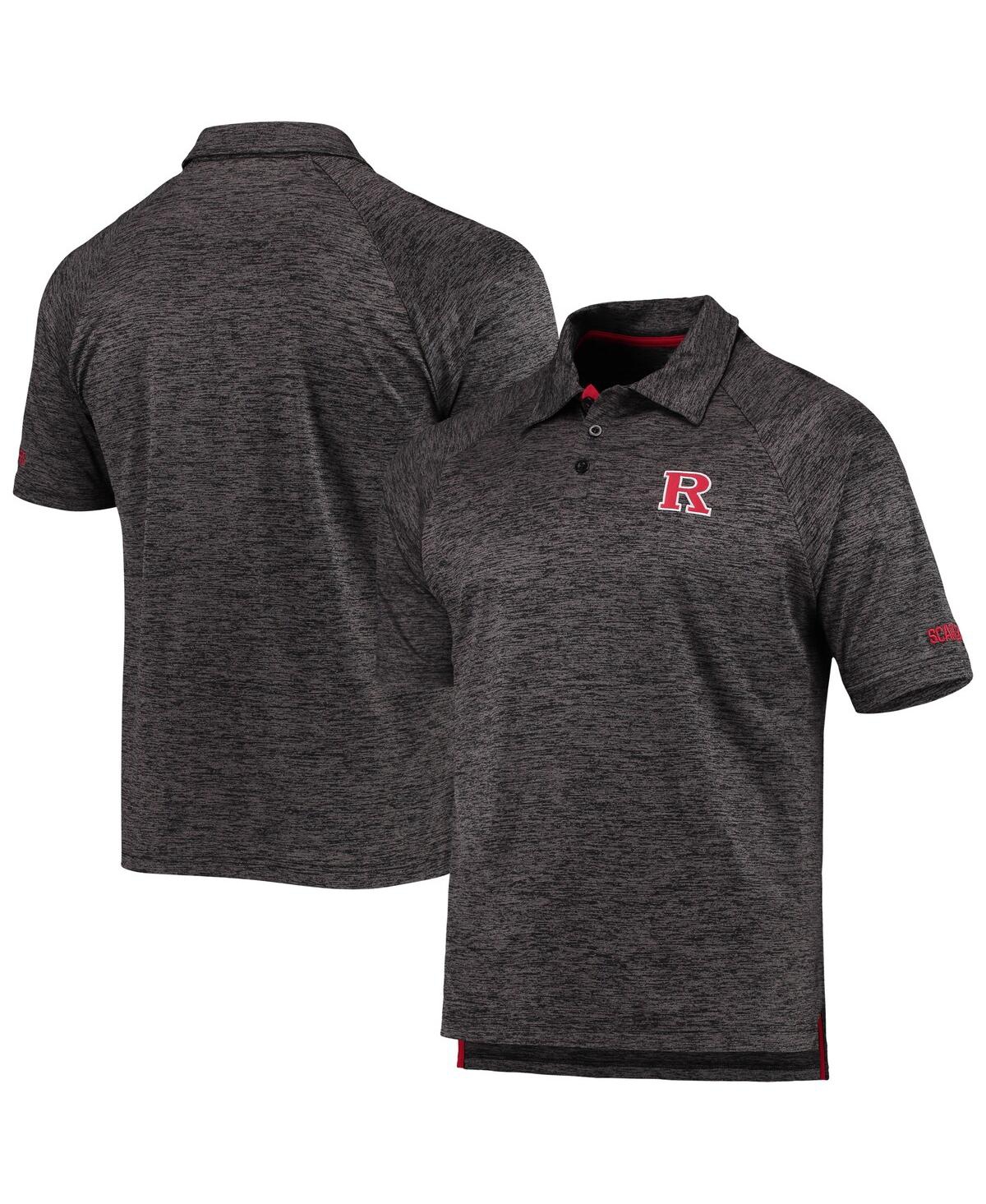 Colosseum Heathered Black Rutgers Scarlet Knights Down Swing Raglan Polo In Heathered Black