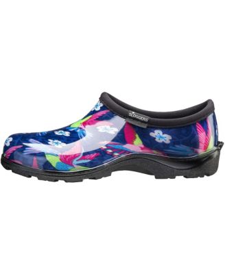 Womens Rain and Garden Shoes, Pink Hummingbird Print, Size 6