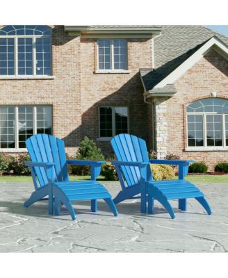 Adirondack Chair with Footrest Ottoman Set (Set of 2)