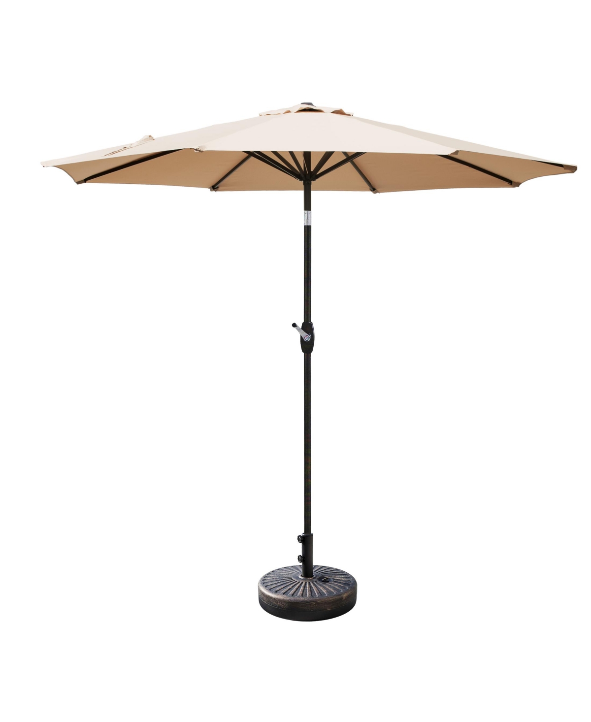 9 Ft Outdoor Patio Market Umbrella with Bronze Round Base - White