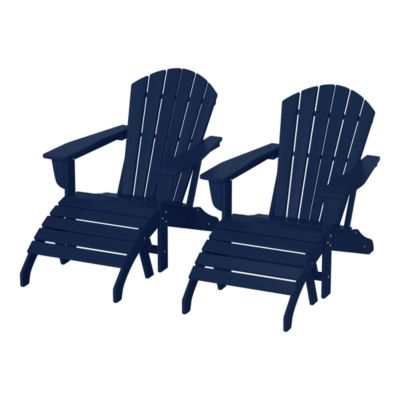 Adirondack Chair with Footrest Ottoman Set (Set of 2)