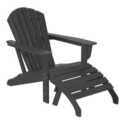 Outdoor Adirondack Chair With Footrest Ottoman Set