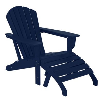 Outdoor Adirondack Chair With Footrest Ottoman Set