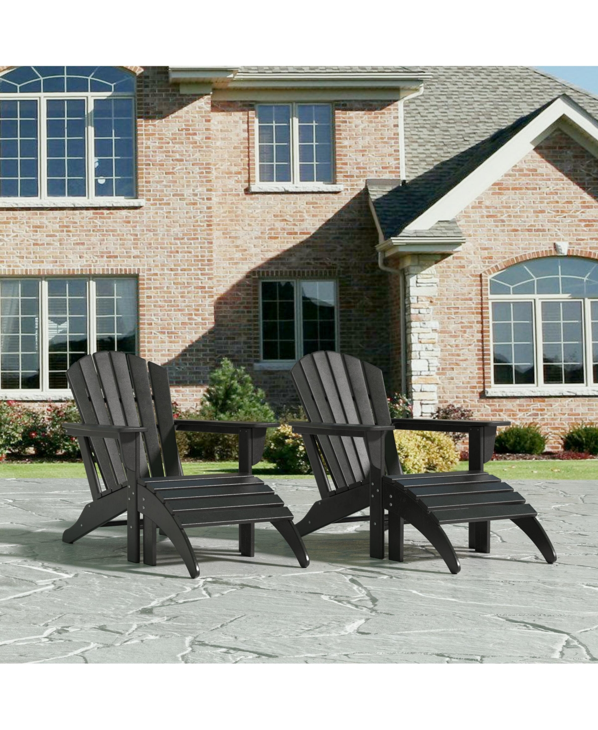 WestinTrends Adirondack Chair with Footrest Ottoman Set (Set of 2)