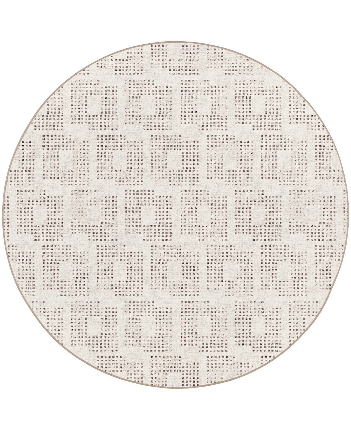 D Style Array Ary-1 10' x 10' Round Area Rug - Ivory, Gray