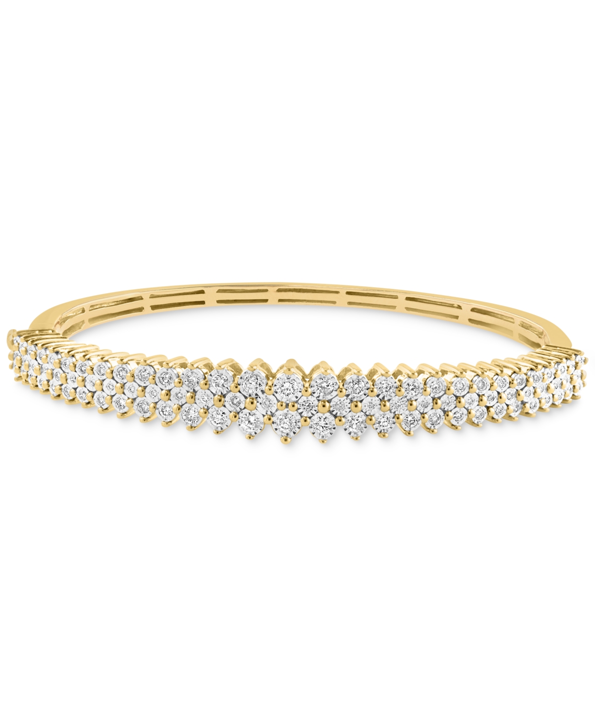 Effy Collection Effy Diamond Multirow Bangle Bracelet (1 Ct. T.w.) In 14k White Gold (also Available In 14k Two Tone In K Two Tone Gold
