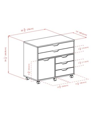Halifax 26.3" Wood 3-Small 2-Wide Drawers Storage Cabinet