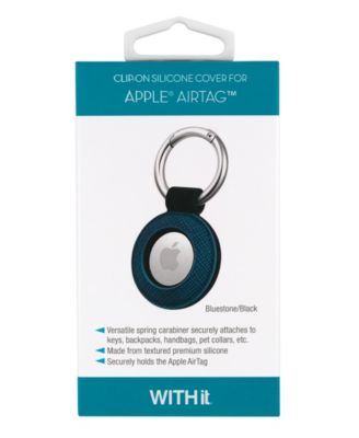Bluestone and Black Silicone Clip-On Cover designed for Apple AirTag&reg;