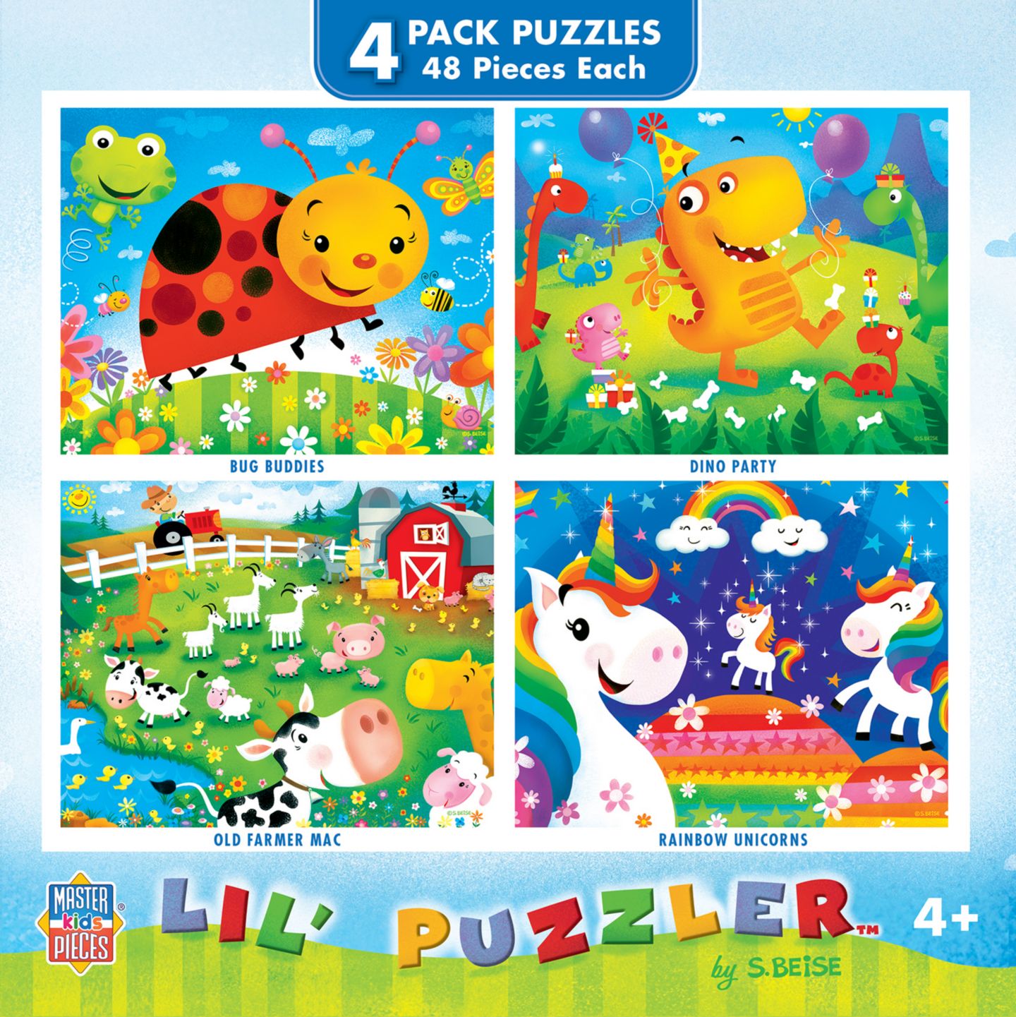 Детские игрушки MasterPieces Puzzles Lil Puzzler 4-Pack 48-Piece Jigsaw Puzzles, Ages 6+, цвет: Разноцветный — фото 1