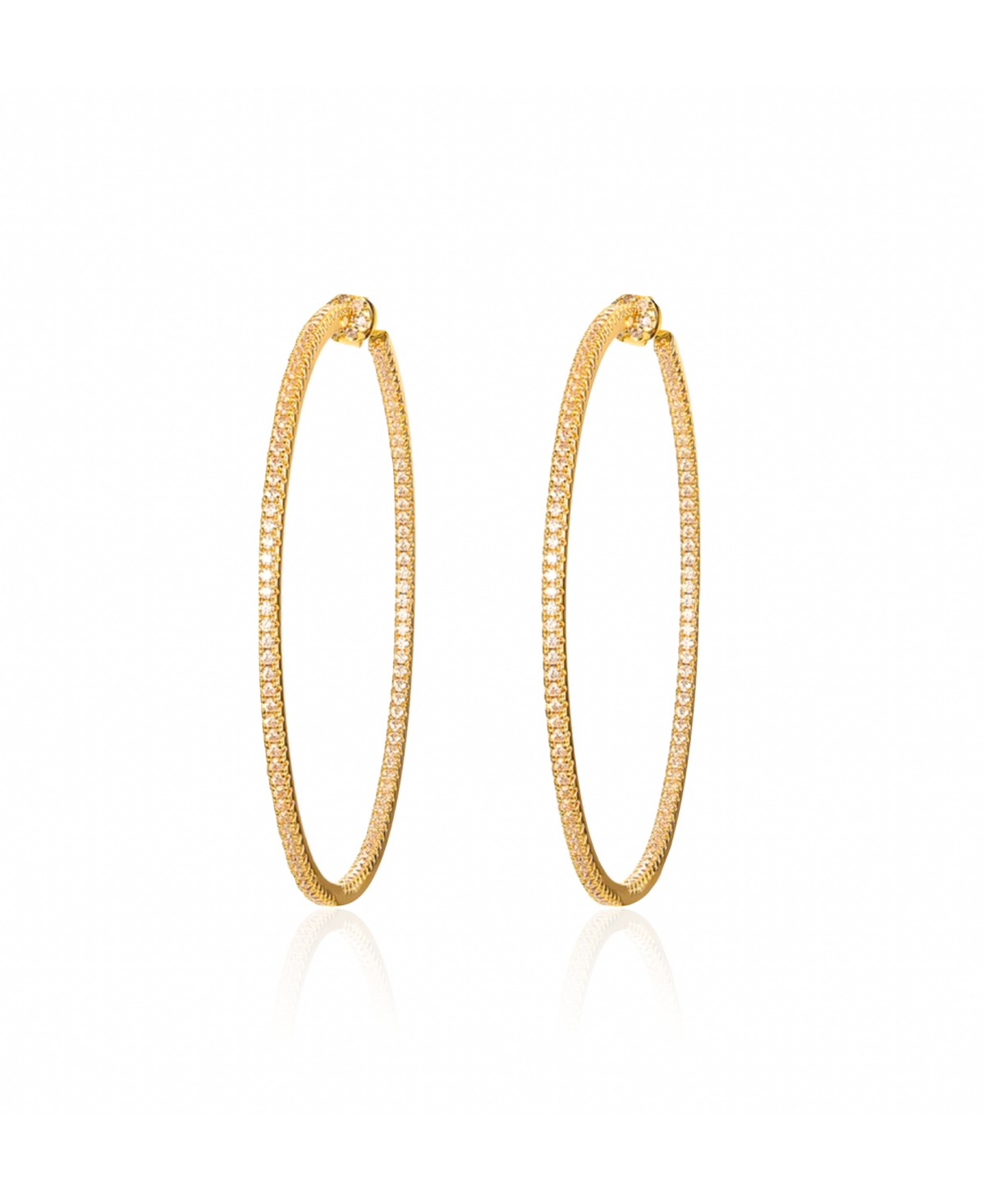 Ben Oni Kendra Thin Pave Hoop Earrings In Gold